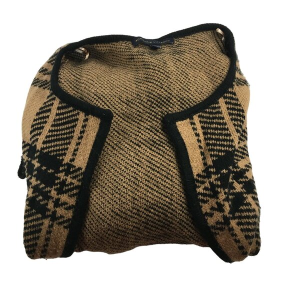 ADRIENNE VITTADINI BROWN/BLACK PLAID OPEN FRONT CARDIGAN WOMENS SIZE XL - Picture 3 of 4